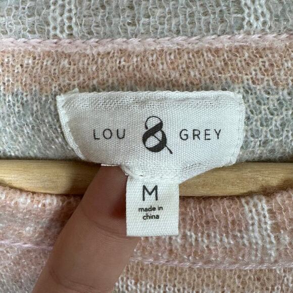 Lou & Grey Plaid Wool Blend Sweater Beige Pink Neutral Academia Tunic M Soft - Picture 5 of 8